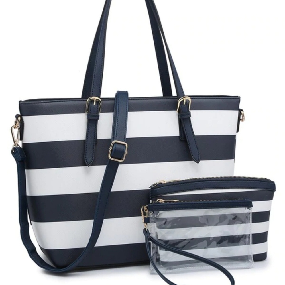 Black and White Striped Purse